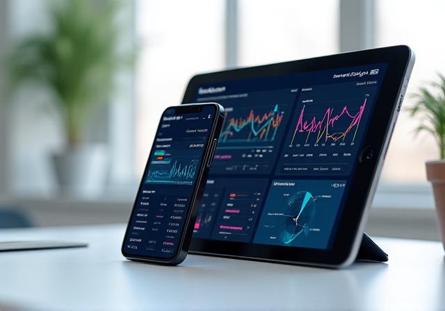 Dashboard analitica visualizzata su dispositivi mobili e tablet