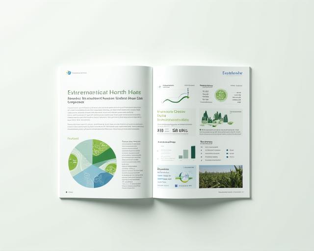 Spread from a clean, data-rich annual report for an environmental company.